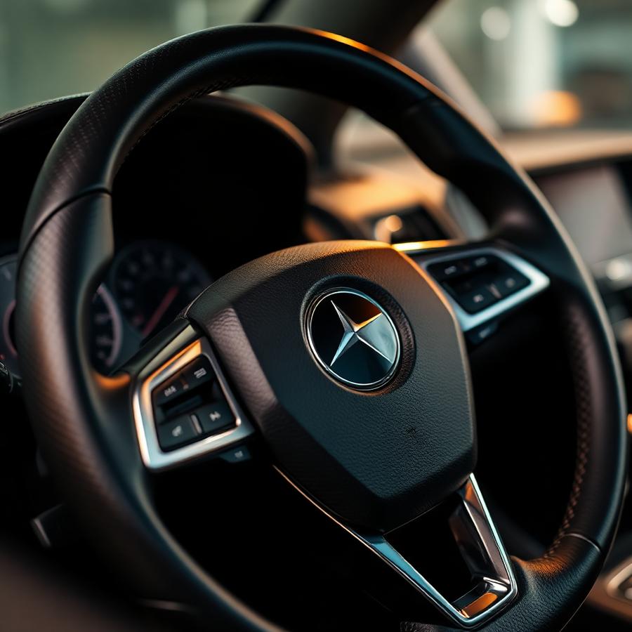 Polished luxury interior steering wheel