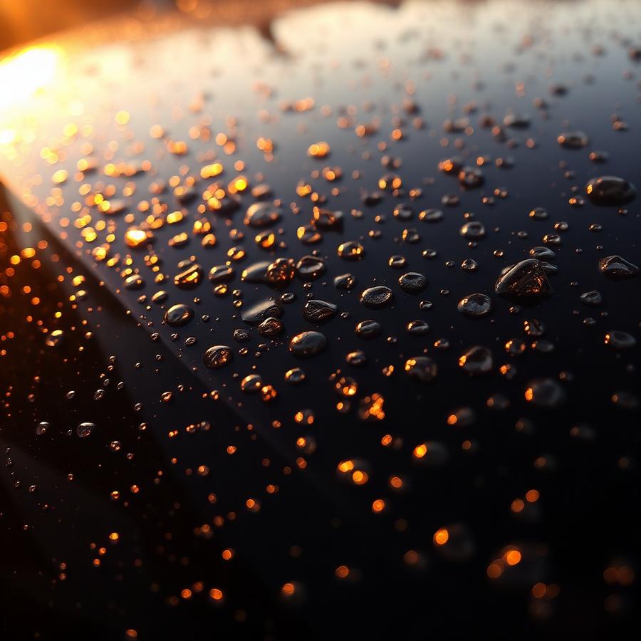 Water beading on ceramic-coated hood