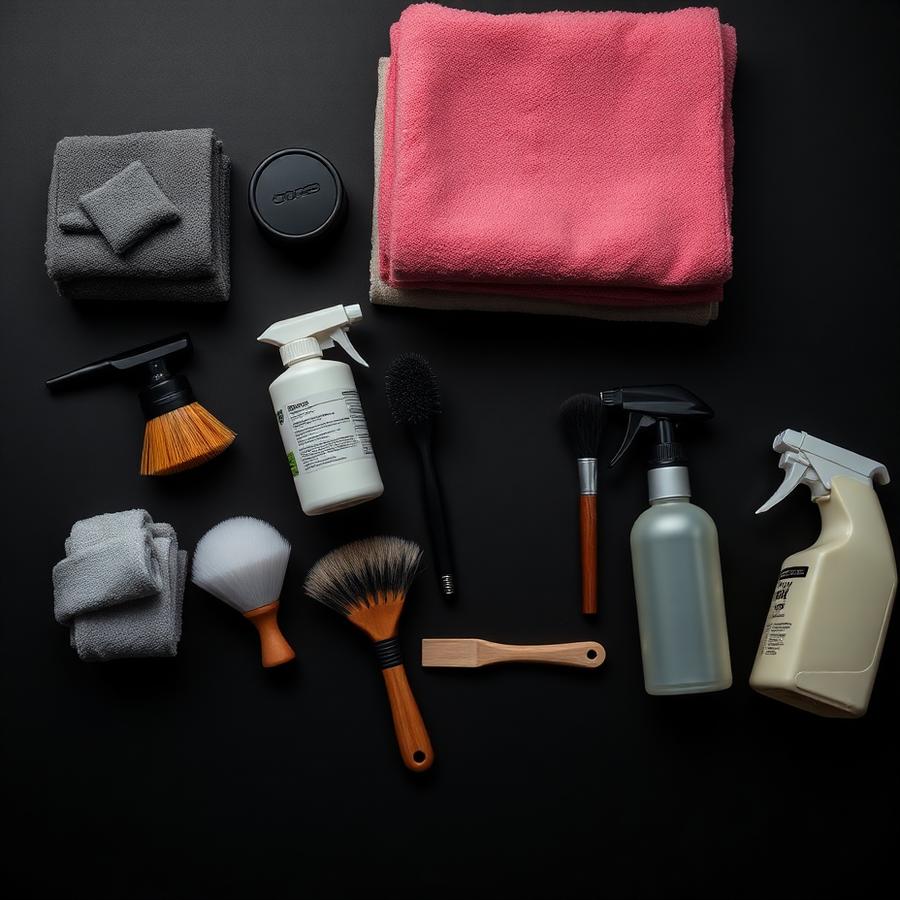 Professional detailing tools flat lay